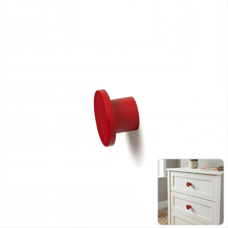 1" Diameter Circle Knob, Rose (Red)