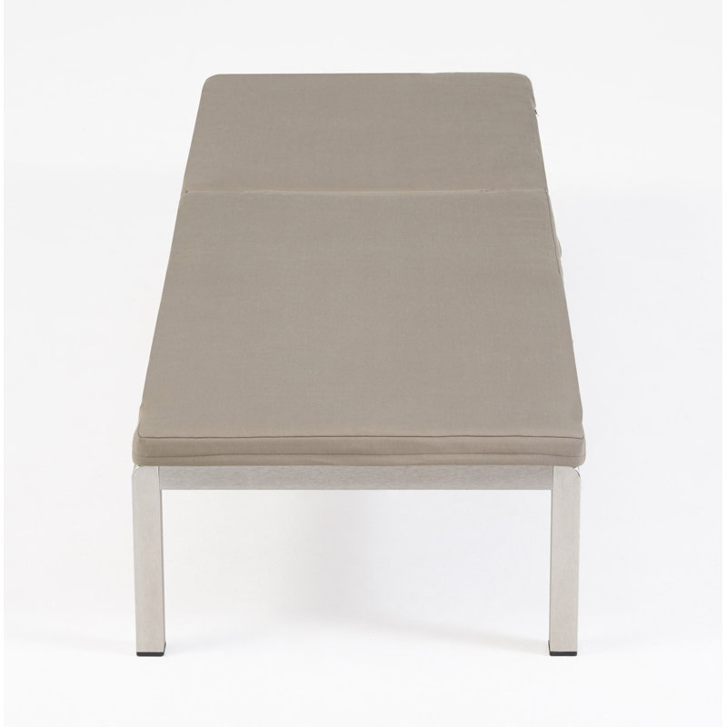 Hovie Outdoor Metal Chaise Lounge , Cushion Included, Khaki