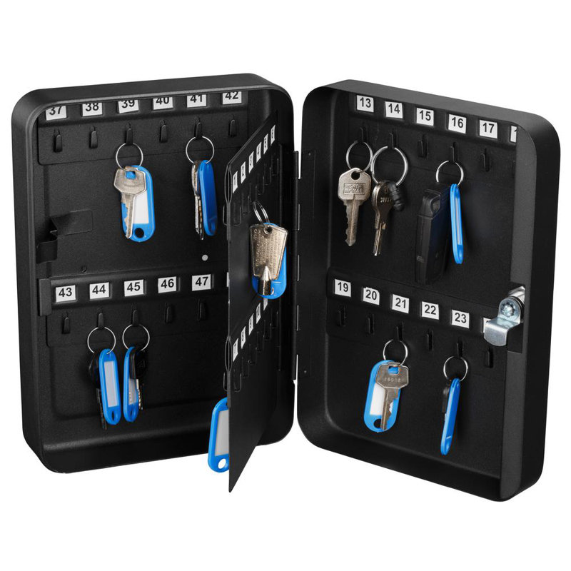 48 Key Steel Secure Key Cabinet with Key Lock, Black