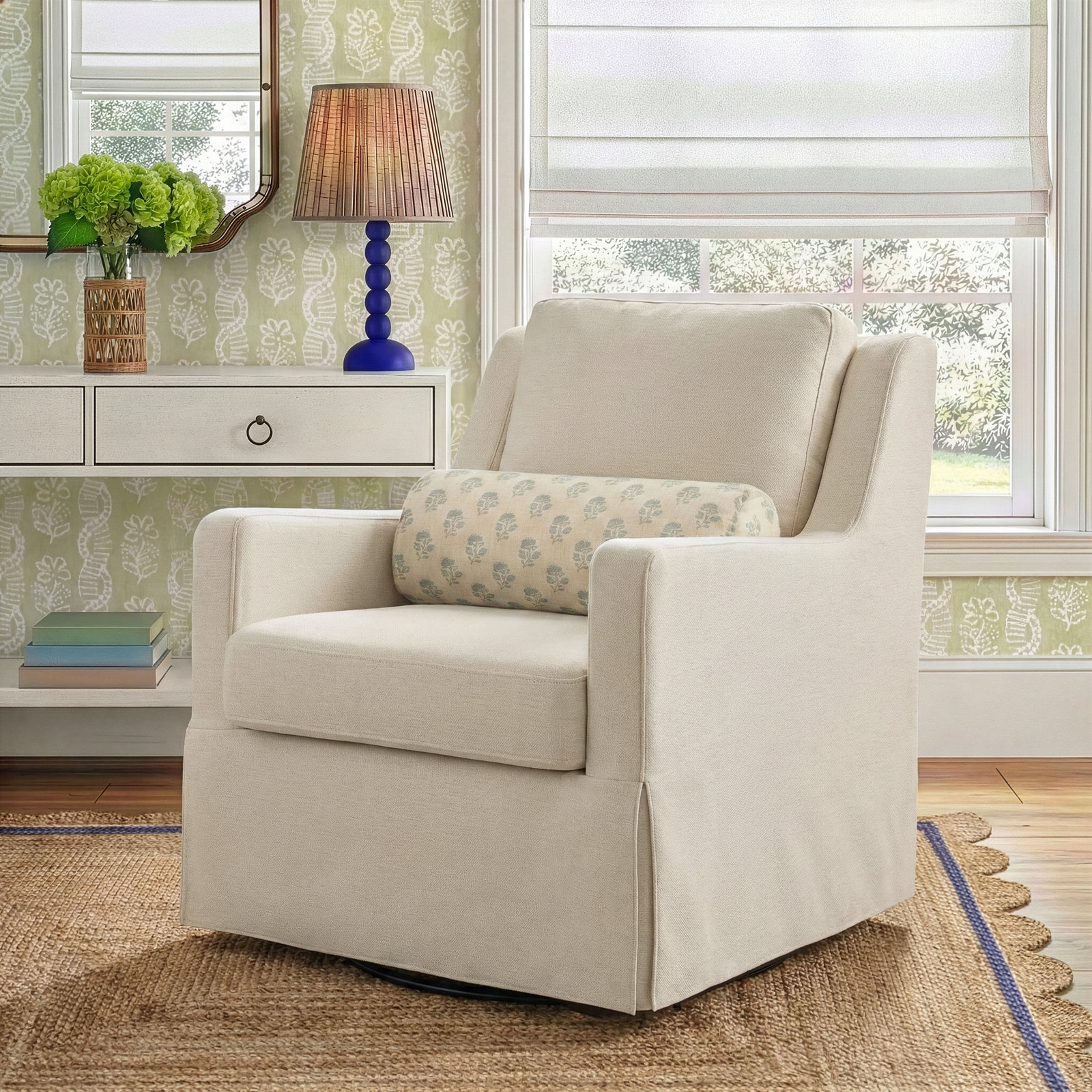 Lillie Swivel Rocking Armchair, Beige