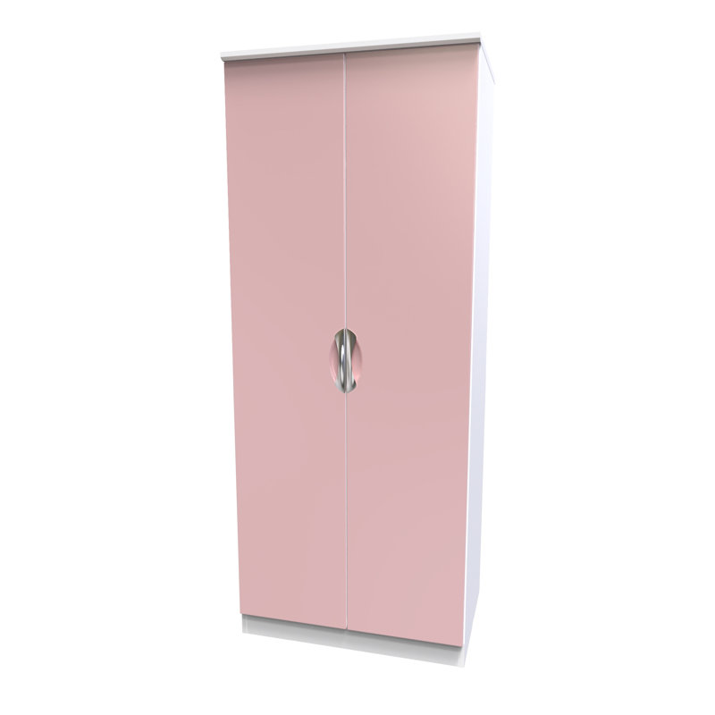 Bhodhini 2 Door Wardrobe, Pink/White, 182cm H x 74cm W x 53cm D