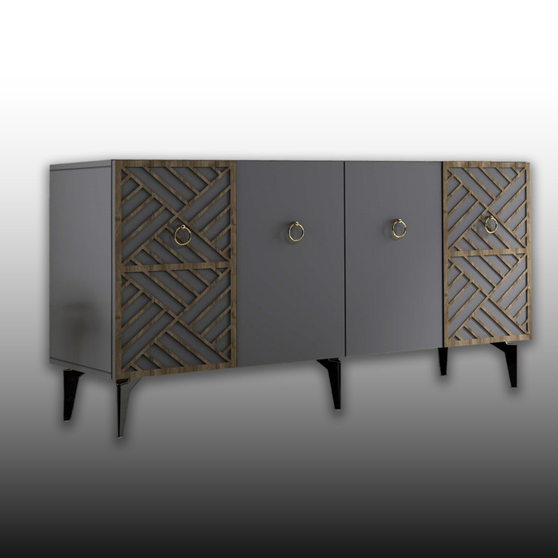 59'' Wide Rectangle Console With Pattern, Anthracite/Black