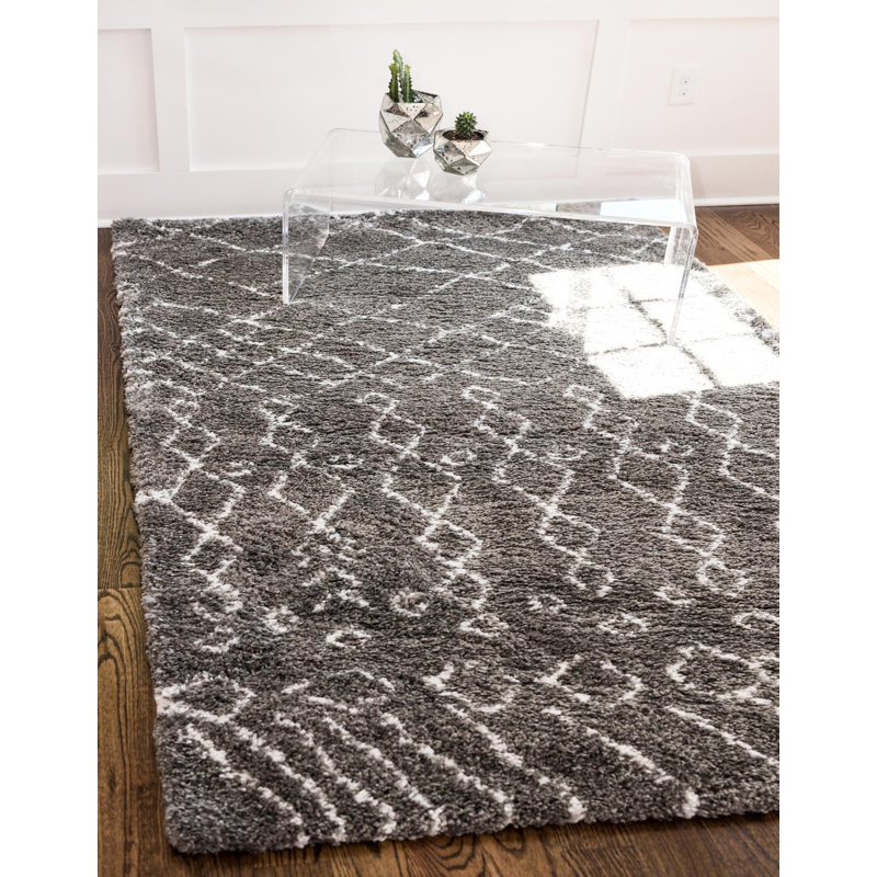 Paquette Geometric Shag Area Rug, Rectangle 122 x 183cm