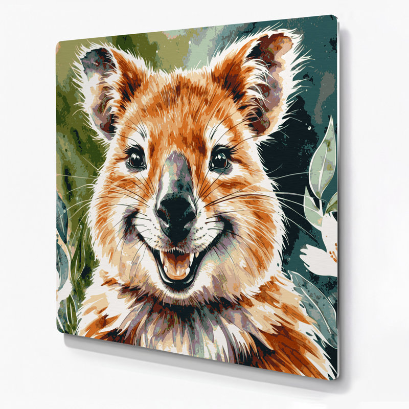 Faune, art mural beige en métal Quokka, H 32 po x l 32 po