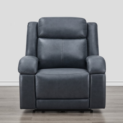 Genuine Leather Zero Wall Power Recliner with Adjustable Headrest