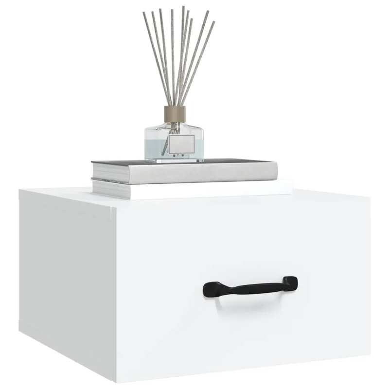 17 Stories Wall-Mounted Bedside Cabinet, White, Set of 2