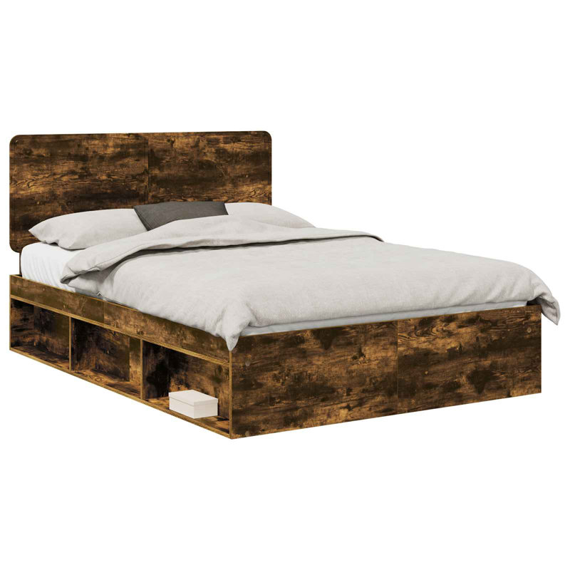 Solid Wood Bed, Smoked Oak, Kingsize (5')