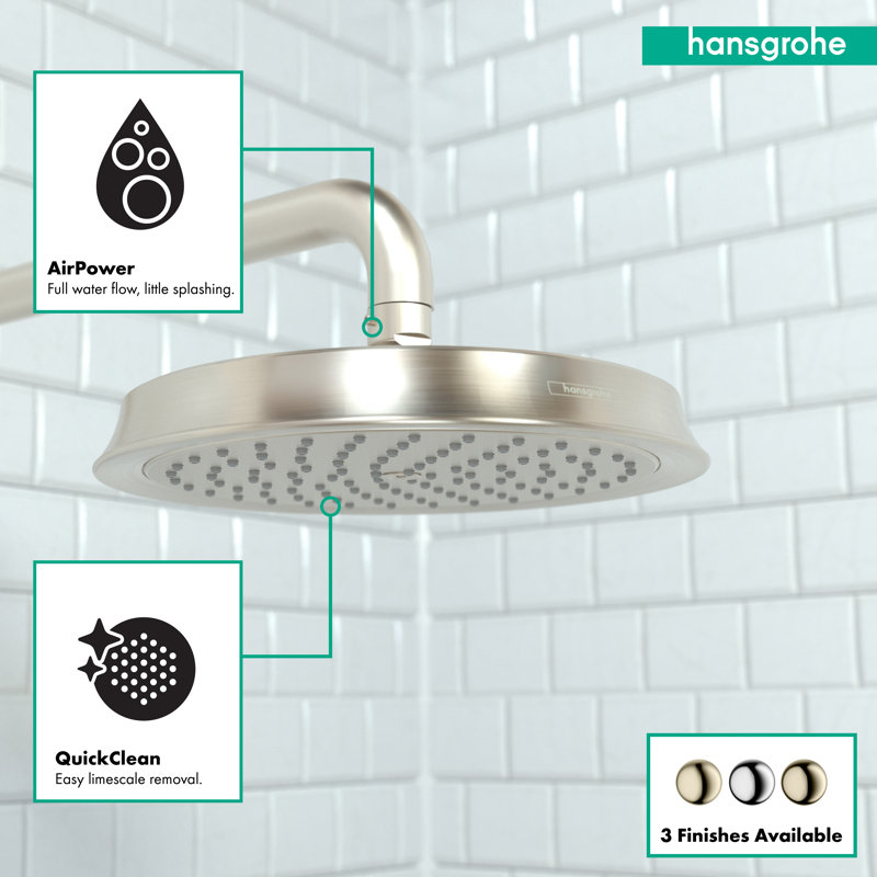 Raindance C 180 Rain Shower Head, Brushed Nickel