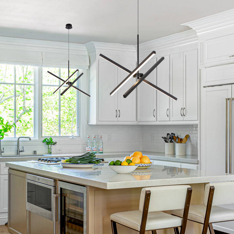 Zhangjing3 Modern Chandelier Sputnik LED Kitchen Island Dimmable, 22"H x 22"W x 22"D, Black