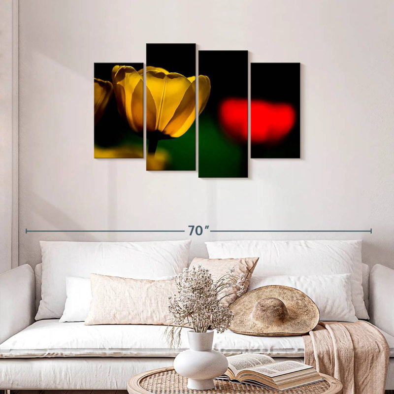 Harnek tulipes jaunes en fleurs, H 27 po x l 43 po