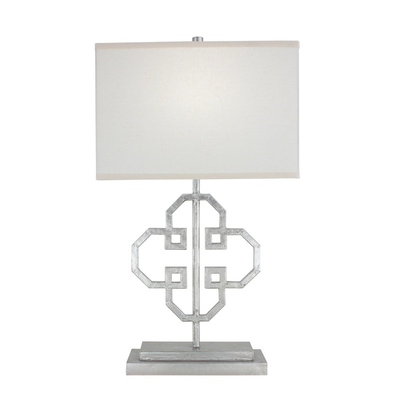 Lilu Table Lamp, Antiqued Silver Leaf, White