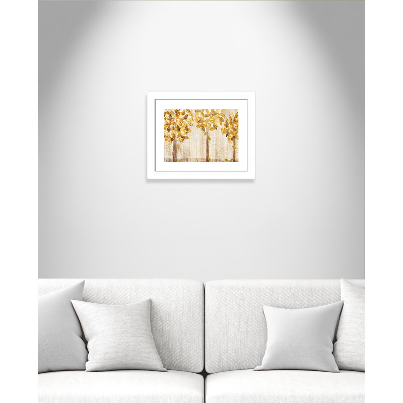 Automne doré - peinture encadrée, Blanc mat, H 16,5 po x l 20,5 po x P 1,25 po