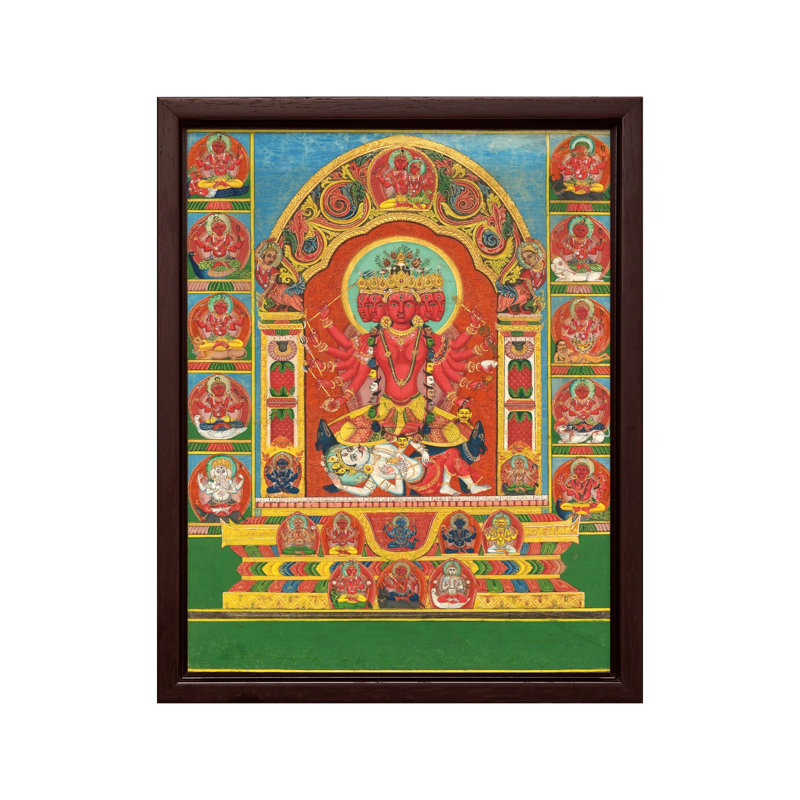 Déesse Tripurasundari, Canevas, Encadrement brun, 11"H x 14"W