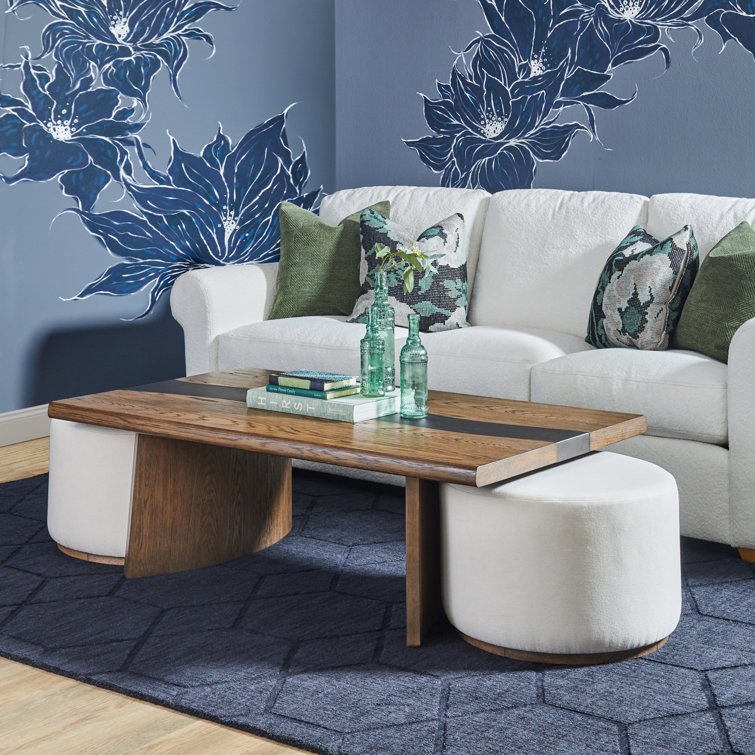 Lyra Rectangular Coffee Table with Two Ottomans