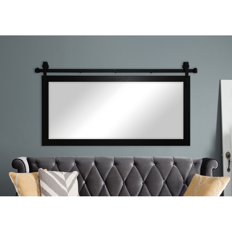 Miroir décoratif biseauté N Peace, H 32 po x l 66 po, Noir satiné