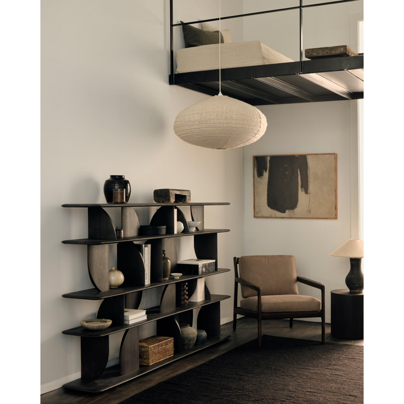 Geometric Solid Wood Geometric Bookcase, Natural