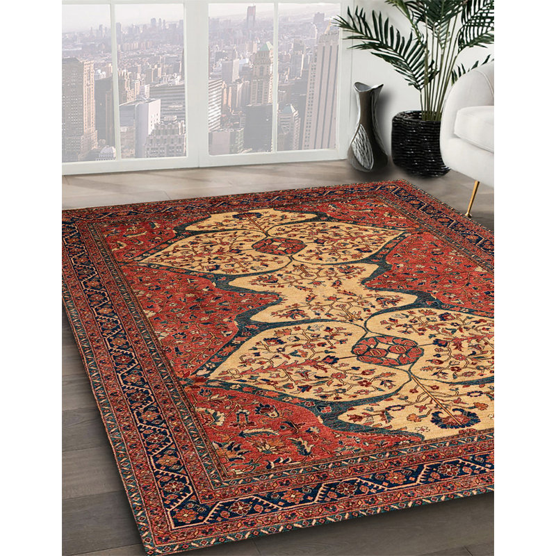 Tapis abstrait à motif abstrait moderne, Rond 5 pi