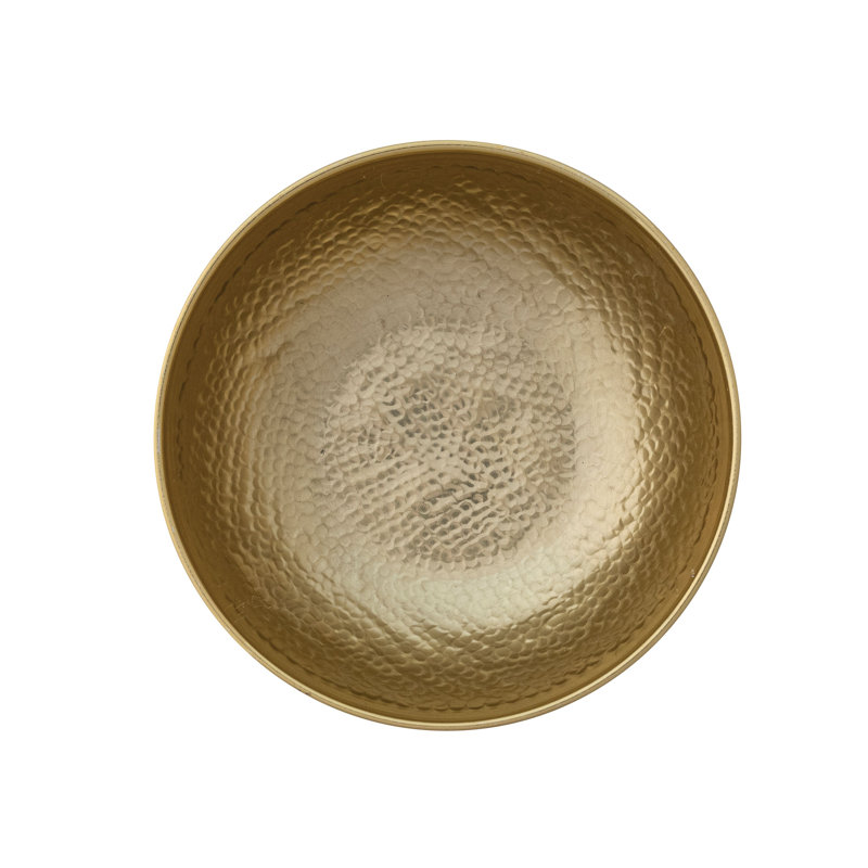 Hammered Aluminum & Reclaimed Wood Footed Bowl