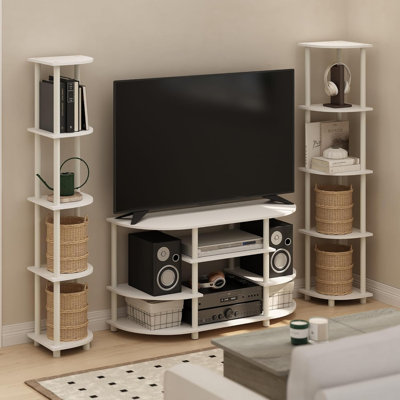  Simple Design Corner TV Stand in White
