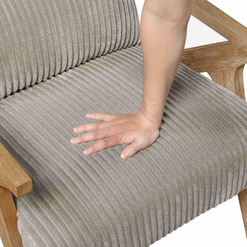 Chaise d'appoint rembourrée avec coussin en mousse de velours côtelé doux, Taupe