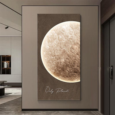 Art mural moderne à la lune moderne texturé minimaliste avec finition grès