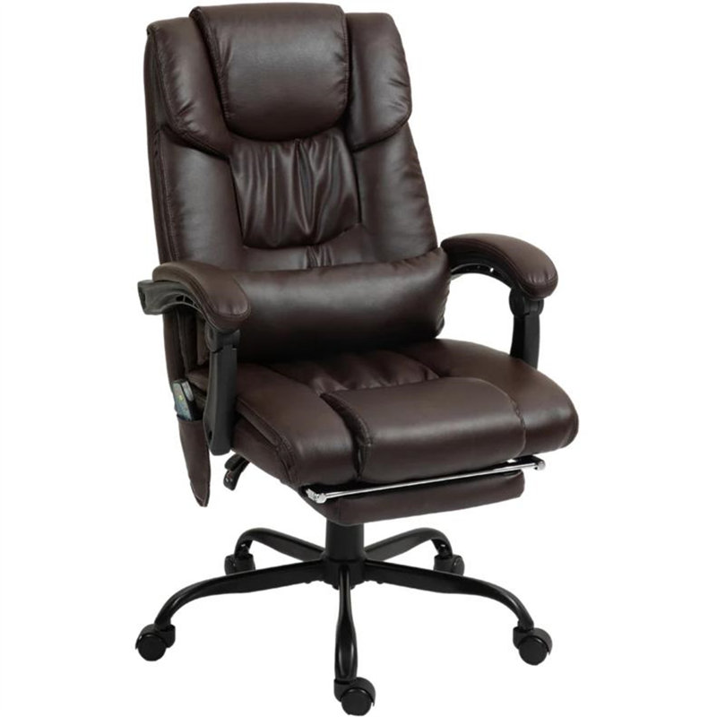Fauteuil de bureau inclinable à haut dossier, fauteuil de massage à 6 points vibrants avec repose-pieds et télécommande