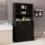 Grande armoire de salle de bain à deux compartiments inclinable avec panier à linge et 2 tablettes réglables - noir