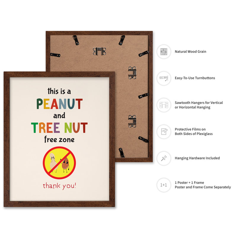 Arachide et zone sans noix, Poster, 11"H x 14"W, Brown Framed