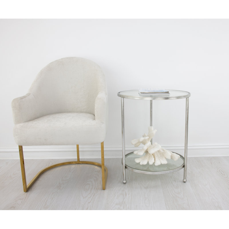 Lilia End Table, Antiqued Silver Leaf