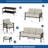 7-Piece Metal Patio Furniture Set, 9-Seat All-Weather Conversation Sofa With 4 Inches Thick Beige Cushions, Khaki Frame, Coffee Table & Ottomans For Porch Backyard Garden-1104811338-1104811337