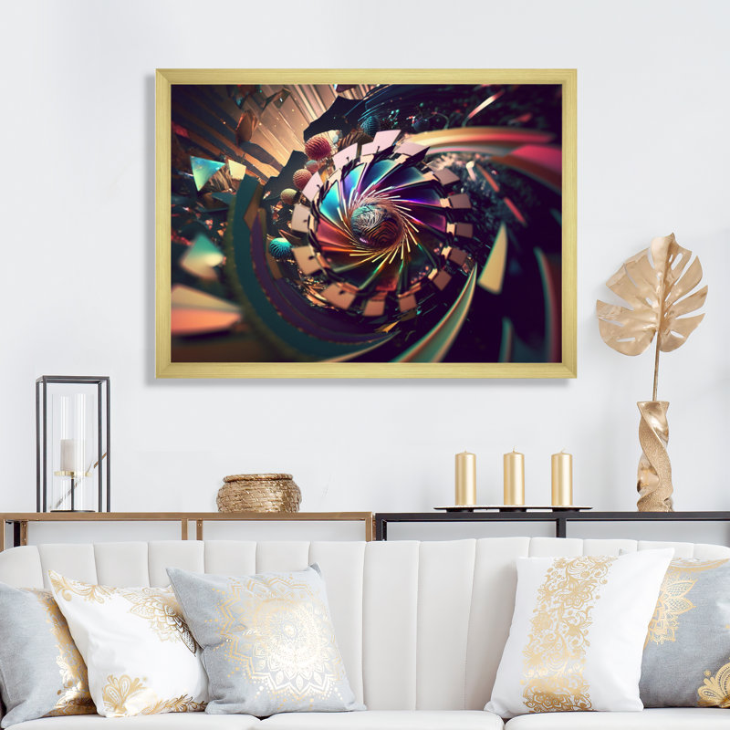 «Spiral Illusion Of Time Futuristic Abstract I», reproduction sur toile, Cadre doré à une seule photo