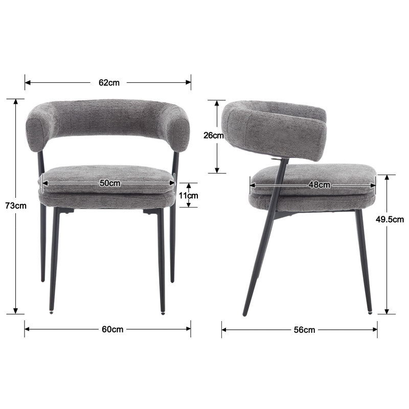 Taysia 49.5cm H Upholstered Parsons Chair, in Grey