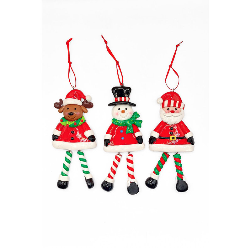Ornement de Noël - Père Noël en pain d'épice brillant avec pattes suspendues.  Décoration festive F07-N2-9-SAA202A