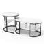 80Cm Modular Coffee Table Set (Set Of 2), Interlocking Round Side Table & Oval Table With Shelf,-1682770619