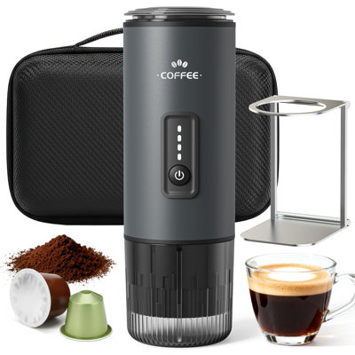 GVODE Rechargeable Electric Portable Espresso Machine 20 Bar, Fits Pods & Ground, Car/ Offfice/ Home