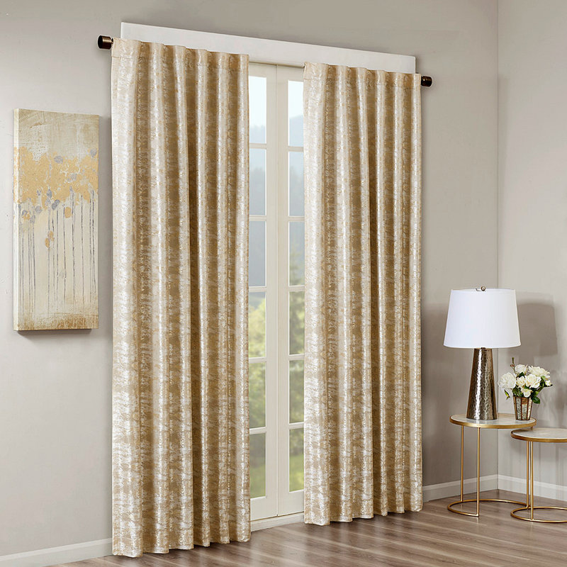 Rideau occultant avec passe-tringle Jacquard, Gris, L 50,05 po x L 95,05 po