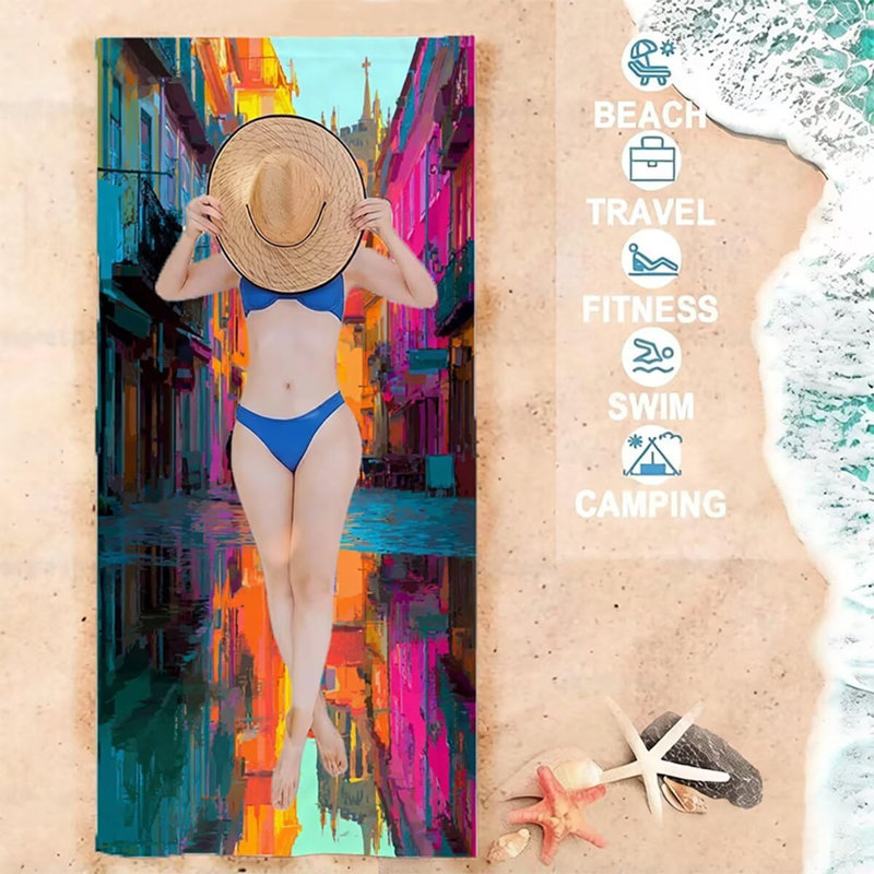 Très grande serviette de plage légère en microfibre City TG