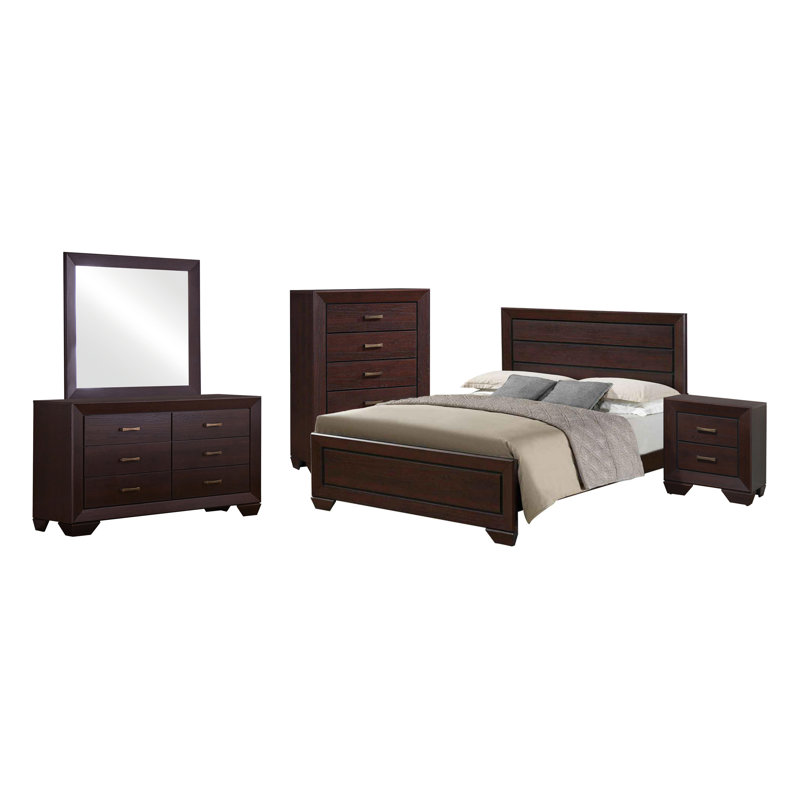 Canmore Bedroom Set , Dark Cocoa, Bed, Nightstands, Dresser, Mirror, Chest, King