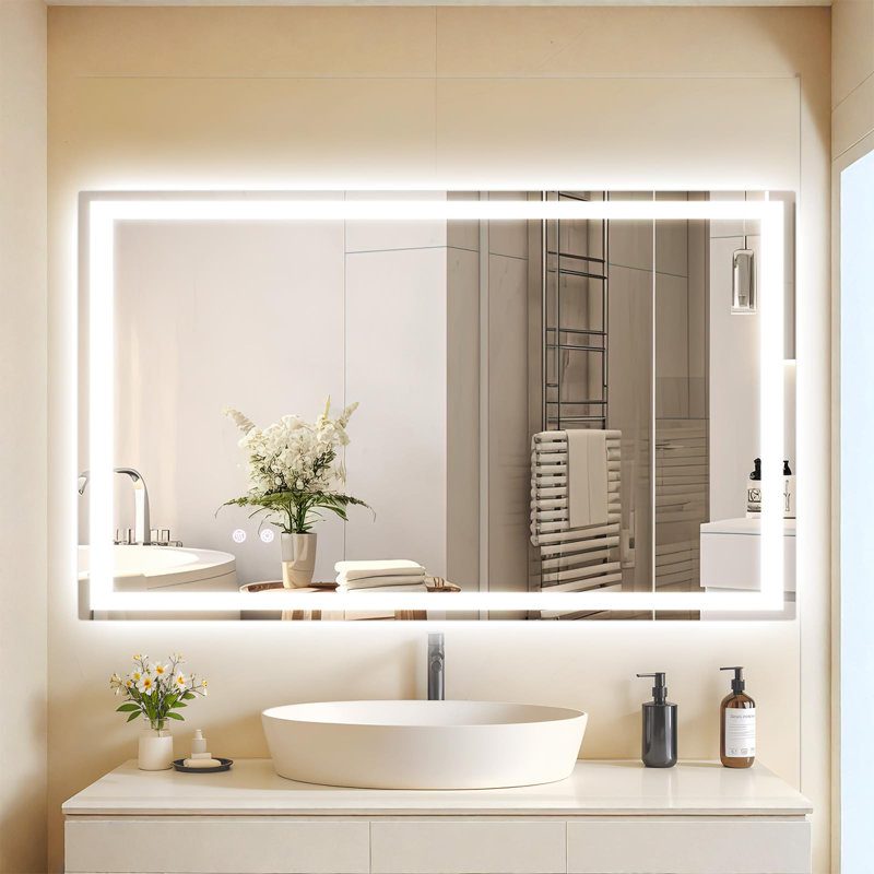 Rectangle Wall Makeup / Shaving Mirror, 100 cm H x 60 cm W
