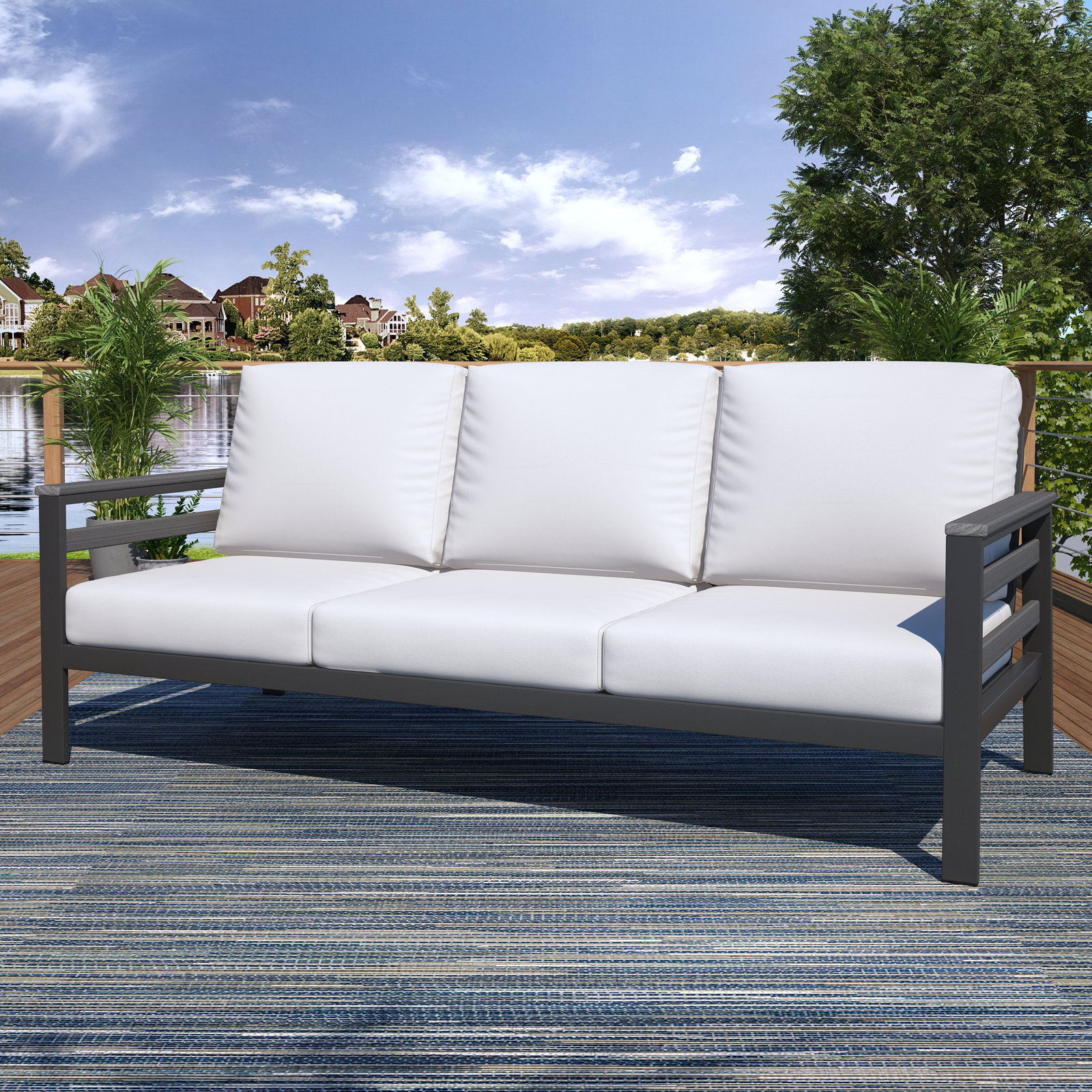 Townsend 80" Sunbrella® Patio Sofa, Sunbrella® Canvas Natural, Coastal Grey