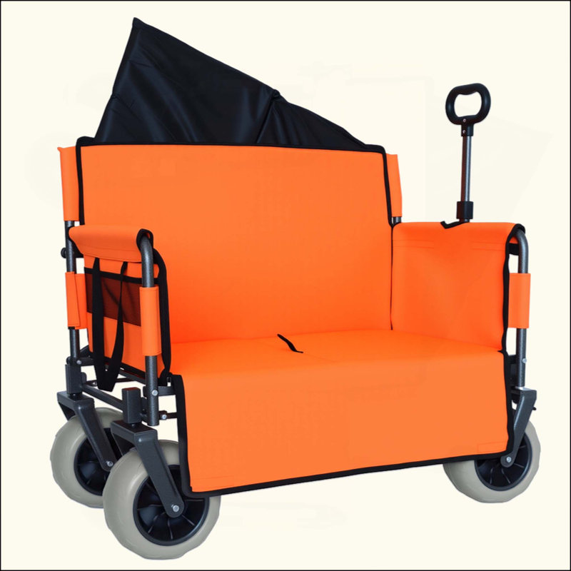 Chariot pliant 3-en-1 avec siège de banc - La protection brevetée comprend 1 sac de glace de 500 lb de capacité de 9 po x 4 po pour les pneus de plage et de camping