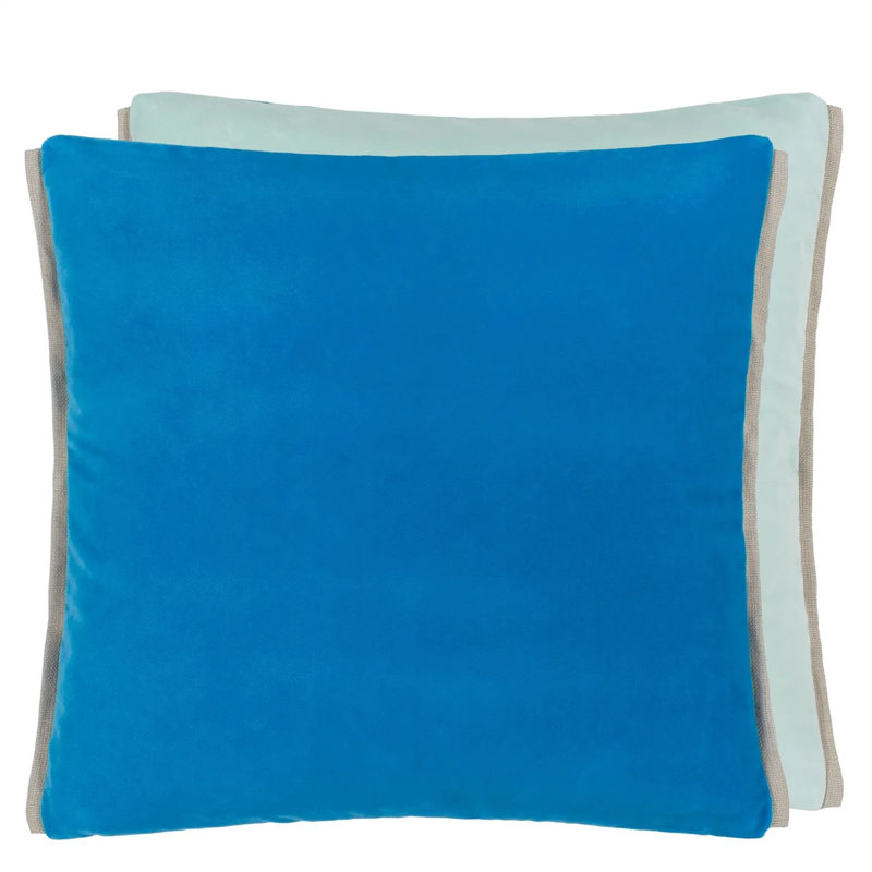 Varese Velvet Decorative Pillow, Azure/Pale Aqua, 22" H x 22" W