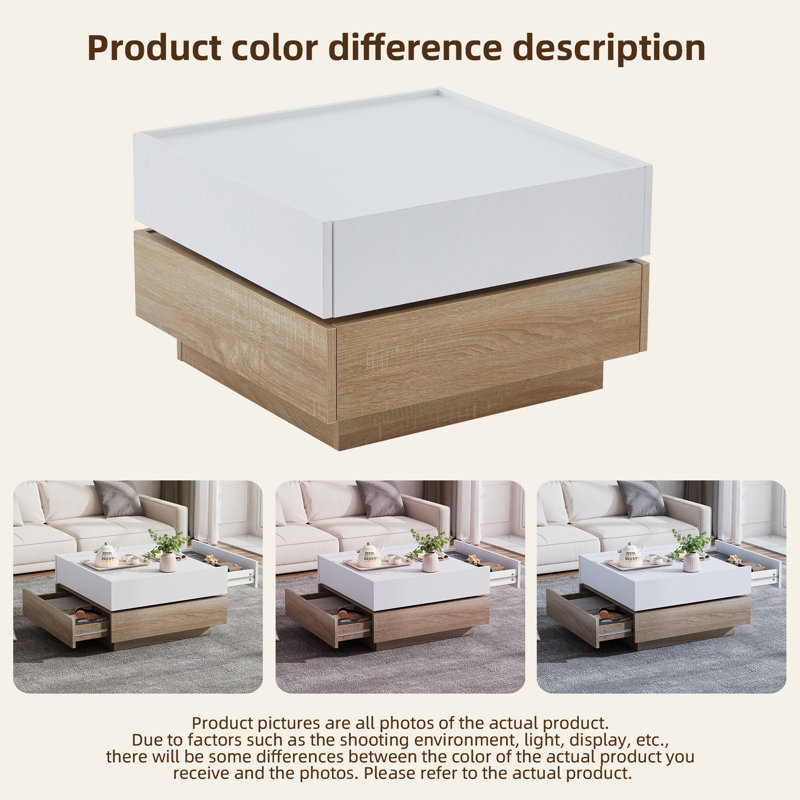 Coffee Table with Storage, White/Brown