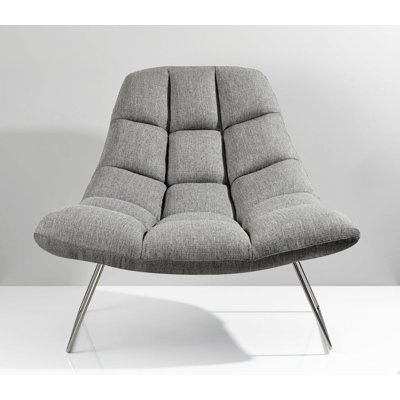  Gray Upholstered Tufted Butterfly Chair with Silver Frame