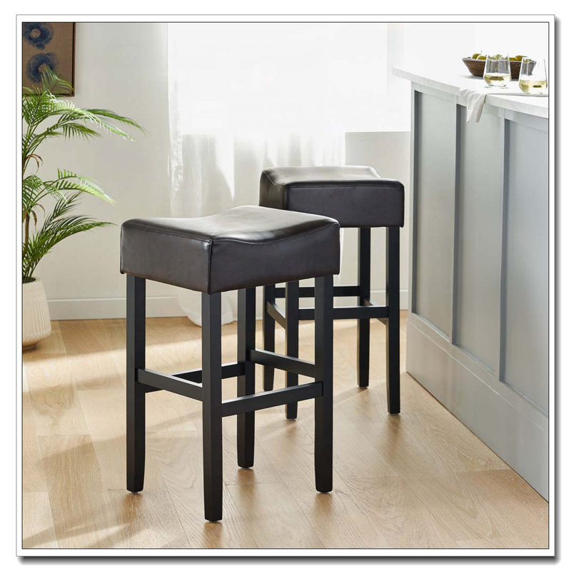30" Backless Bonded Leather Backless Bar Stool