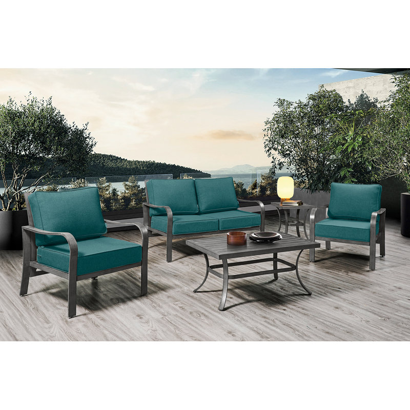 Outdoor 6'' Seat / Back Cushion, Aqua