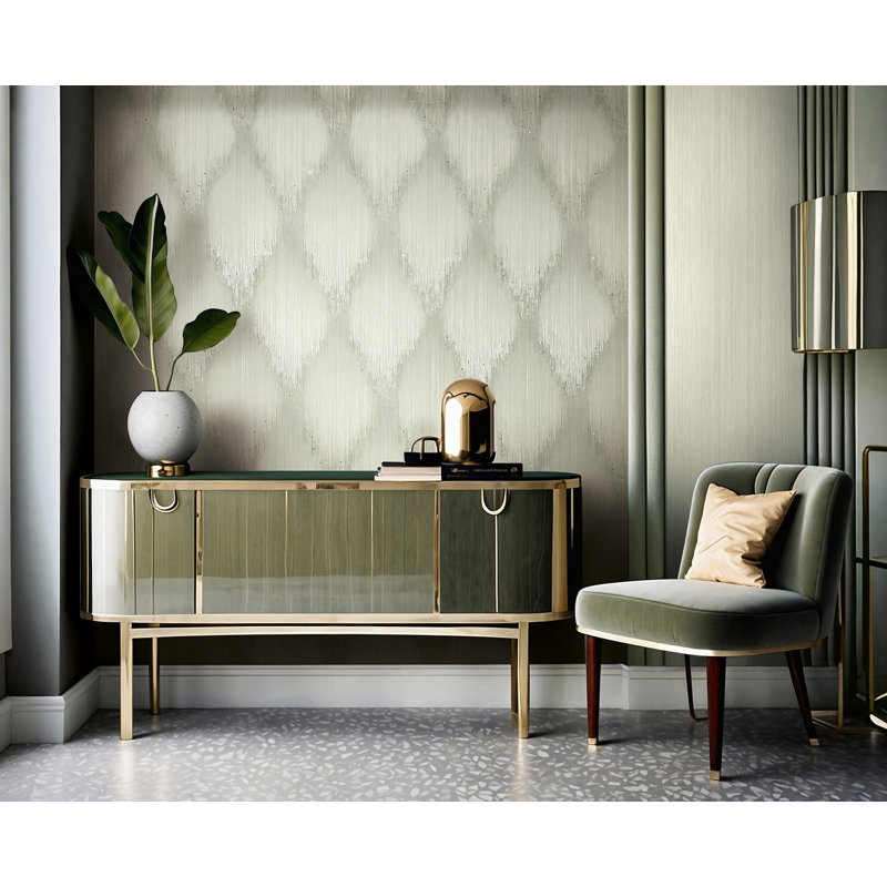Galerie Fashion Icon Shimmer Rhinestone Stripes Wallpaper, Light Green