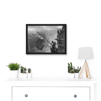 Khaldei War WWII USSR Soviet Flag Over Reichstag Berlin Photo 1 Piece Single Picture Frame Wall Art