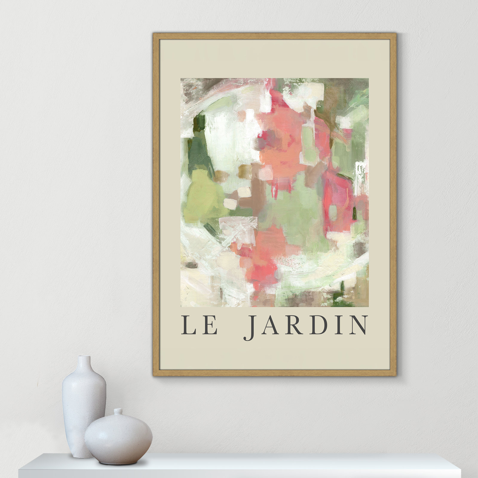 Botanical Poster Collection " Le Jardin " by Carol Robinson, No, Natural Single Picture Frame, 41.5" H x 29.5" W x 0.75" D