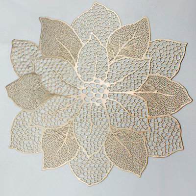 Ensemble de 6 napperons dorés ronds pour table de salle à manger
